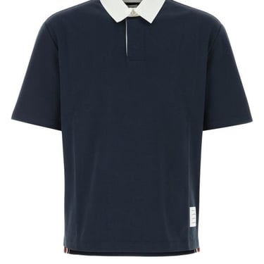 Thom Browne Man Midnight Blue Cotton Polo Shirt