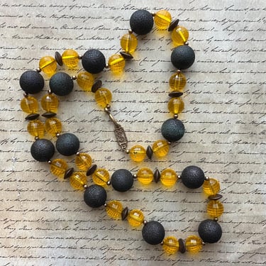 vintage YSL bead necklace chunky yellow prism couture beads 