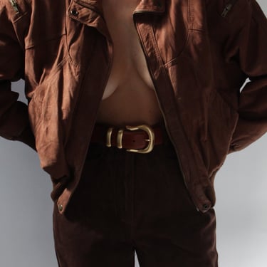 Vintage Cocoa Leather Bomber Jacket