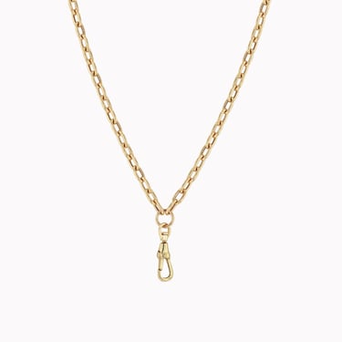 Hook Drop Square Oval Link Chain Necklace