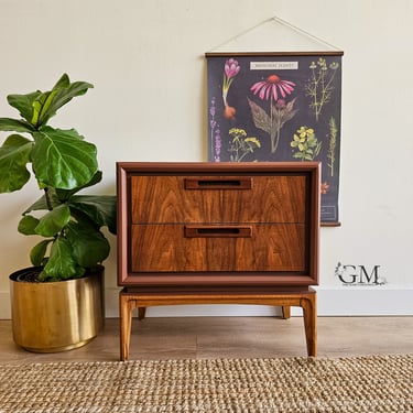 Restored Mid-century Modern walnut nightstand (1)  ****please read ENTIRE listing prior to purchasing SHIPPING is NOT free 