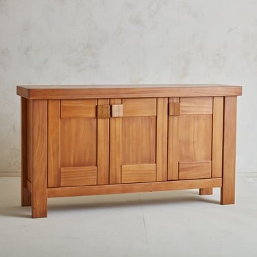 Elm Wood Sideboard Attributed to Maison Regain, France 1970s