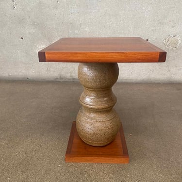 Mid Century Teak And Ceramic Side Table