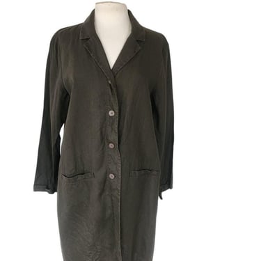 Vintage Eileen Fisher Chore Coat Brown Linen / L 