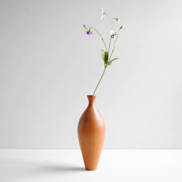 Vintage Modern Wood Vase, Danish Modern Style Hand Turned Wood Vase 