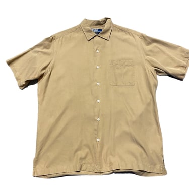 (M) Light Brown Ralph Lauren Short Sleeve Button Up 070822 RK