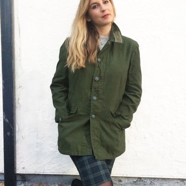 1960s Vintage Army Jacket Green - M59 Swedish Worker Field Jacket 