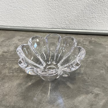Vintage Crystal Pedestal Flower Bowl | Vintage Glass Footed Dish | Vintage Glass Flower Bowl | Vintage Glass Catchall 