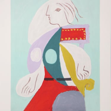 Femme a la Robe Multicolore, Pablo Picasso (After), Marina Picasso Estate Lithograph Collection 