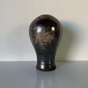 1980's Vintage Bulbous Art Studio Pottery Vase, Signed 