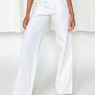 Jean Paul Gaultier White Linen Wide Leg Pants (M)