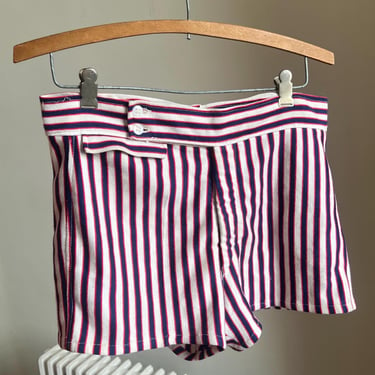60’s vintage red white and blue striped Tiki brand swim shorts 