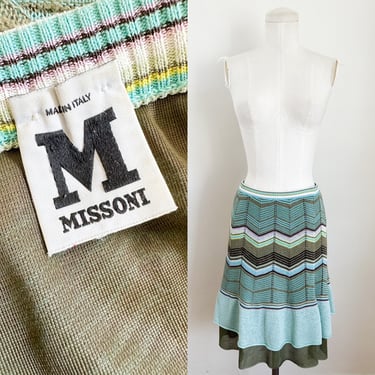 Vintage 2000s Y2K Missoni Chevron Knit Skirt / S 