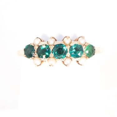 Emerald and Pearl Ring 9ct