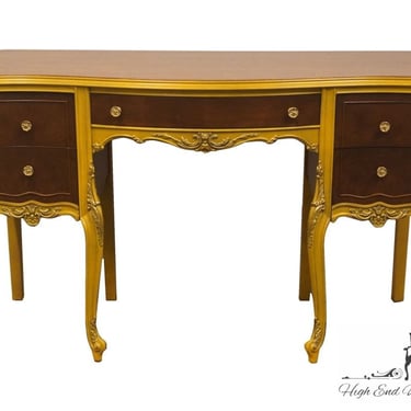 VINTAGE ANTIQUE Louis XV French Provincial Style 50" Two Tone Vanity Table w. Gilded Accents 723-768 