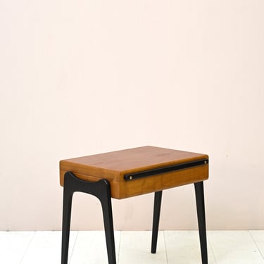 MidCentury Teak Sewing Box Side Table / Storage Compartment Coffee Table - Vintage Danish Scandinavian Design 1950s 