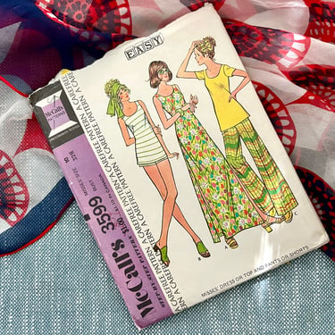 Vintage Sewing Pattern, 70s Wide Leg Pants, Shorts, Sun Dress, Tank Top, Palazzo, UNCUT Complete with Instructions, McCalls 3599 