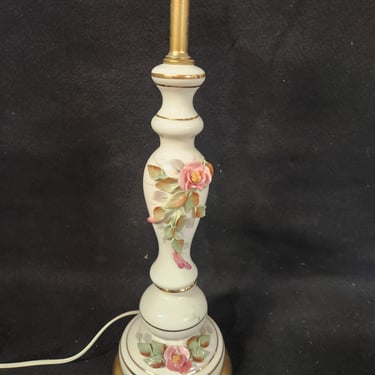Vintage Porcelain Lamp with Floral Details 6" x 28"