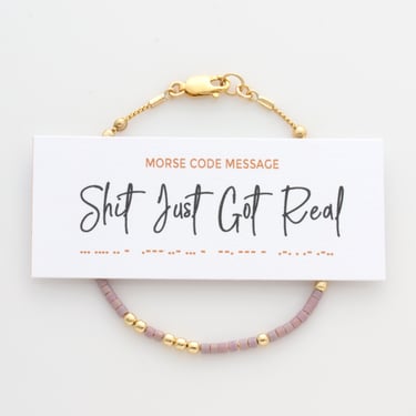 Shit Just Got Real Graduation Gift, Morse Code Bracelet, Unique gift for High School or College Graduate, Funny Wedding Gift 