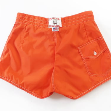 vintage board shorts / surf shorts / 1990s Birdwell Beach Britches orange nylon surf shorts Womens 29 