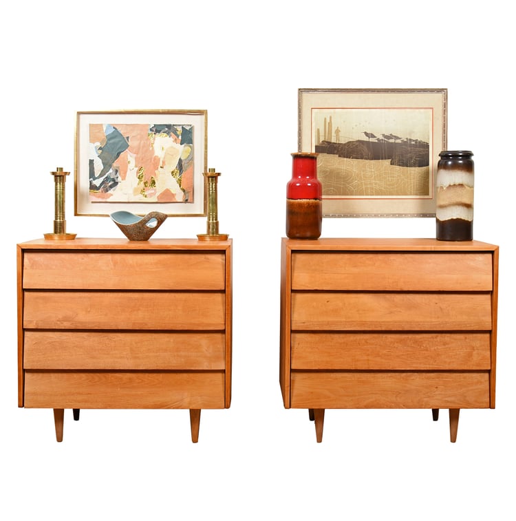 Matching Pair of 1949 Florence Knoll Louvered Bachelor Chests in Maple