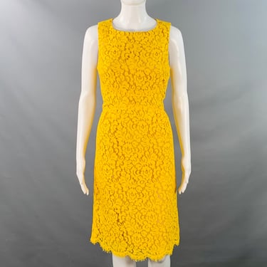 MICHAEL KORS Size 4 Yellow Mustard Cotton Blend Lace A-Line Cocktail Dress