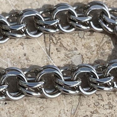 Vintage Sterling Silver Double Link Starter Charm Bracelet 6 1/2 Inches - 19 Grams 