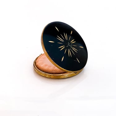 Vintage Black & Gold Compact Mirror