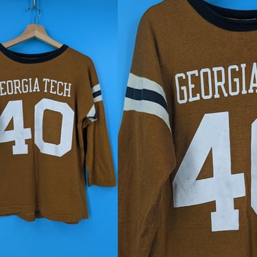 Seventies Georgia Tech Champion 3/4 Sleeve Athletic Shirt with Jersey Number 