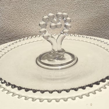 Vintage cottage chic serving platter tray with heart handle center Candlewick Imperial glass 12