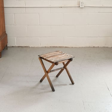 vintage french folding wood stool i
