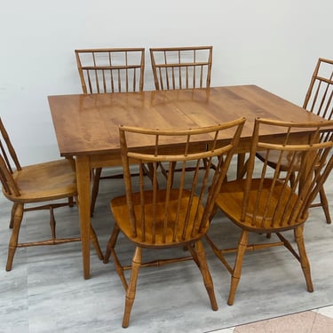 Nichols & Stone Dining Table W/2-Extensions And 6-Windsor Chairs -- Seats 10 (SHIPPING NOT FREE) 