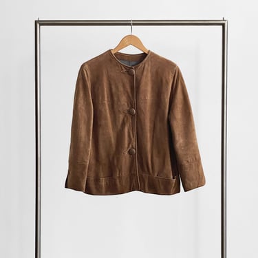 Brown Suede Button Up Jacket