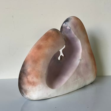 1980's Vintage J. J. Abstract Biomorphic Pottery Sculpture 