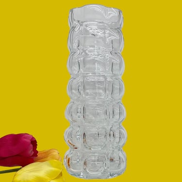 Vintage Bubble Vase Retro 1990s Contemporary + mglass + Marinha Grande Portugal + Clear Glass + Tall 13.5