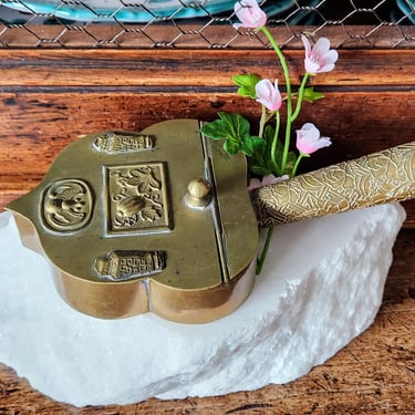 Vintage Chinese Silent Butler~Brass Crumb Catcher marked CHINA 