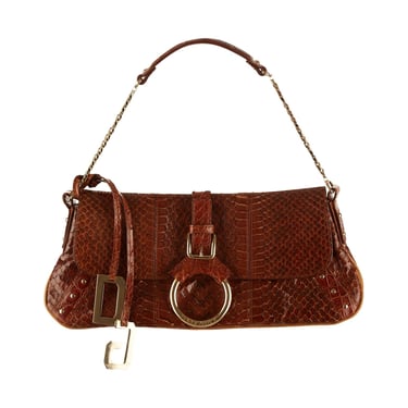 Dolce &amp; Gabbana Brown Snakeskin Chain Shoulder Bag