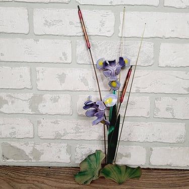 Bovano of Cheshire Iris Flower and Reed Metal Wall Sculpture 