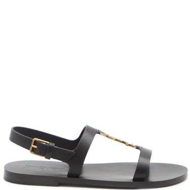 Saint Laurent Paris Women Smooth Leather Pepe 05 Sandals With T-Strap Arch Band