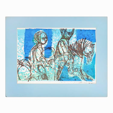 1970 Rosemary Zwick "Two Riders" Lithograph on Paper Mid Century Modern 