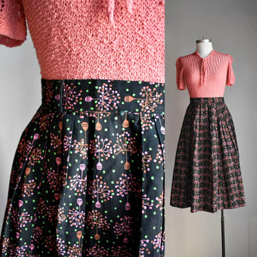 1950s Black Cotton Skirt 