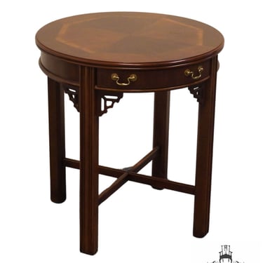 ALTAVISTA LANE Traditional Chippendale Style 24" Round Banded Wood Accent End Table 