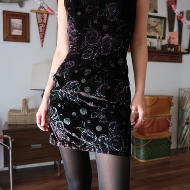 Vintage 90's Rampage Velvet Floral Patterned Dress 