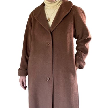 Vintage Larry Levine Womens Brown Tan Wool Preppy Trench Coat Petites Sz 6 