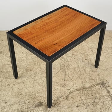 Industrial Cherry Wood Steel Rectangular Side Table