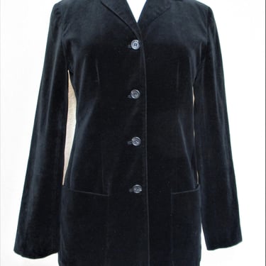 Black Velvet Blazer, Vintage J. Crew Velvet Jacket, Size 4 Women 