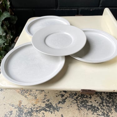 Vintage Bennington Coop 3 White Bread Plates 1762 + 1 Saucer 1627 Mid-Century Pottery Master David Gil 