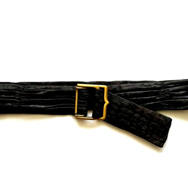 Vintage Wide Black Obi Belt // Corset Soft Wrap Belt 