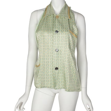 Martin Margiela Vintage SS 1995 Artisanal Mint Medallion Print Reworked Shirt Halter Top