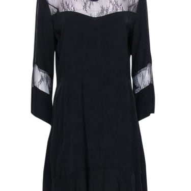IRO - Black Long Sleeve Dress w/ Lace Panels Sz 10